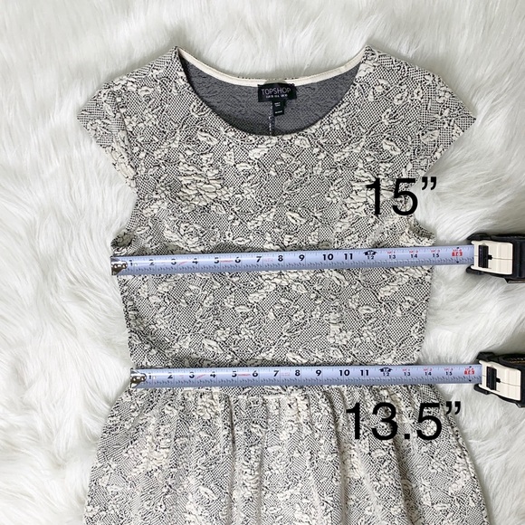 SOLD-Topshop Quilted Jacquard Floral Dress Cream - Picture 6 of 8